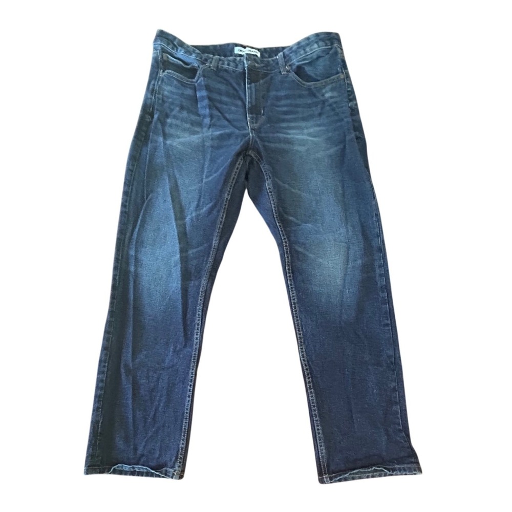 DKNY Jeans Duane Straight Fit Men 38x32 Blue Dark Wash 100% Cotton Classic Urban